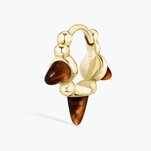 Maria Tash tigers eye granulated spike hoop earring